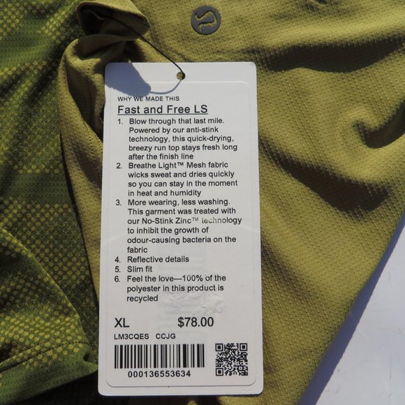 Lululemon Fast and Free LS Shirt NEW L LARGE 2XL XXLARG Men NWT Long Sleeve - Picture 9 of 16
